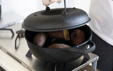 Sweet potatoes in an OIGEN cast iron sweet potato pot