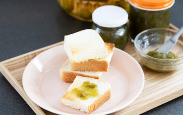 Plum jam on toast