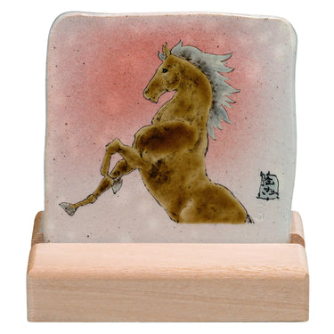 Kutani Ware Ceramics Japanese Zodiac Decorative Plate Fire Horse 105mm