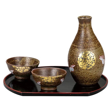 Kutani Ware Porcelain Sake Set Moon-Viewing Rabbit