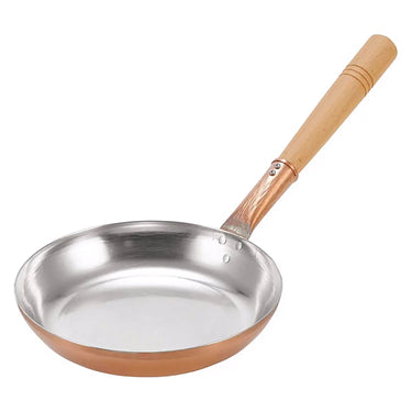 Marushin Douki Tin-Lined Copper Frying Pan with Wooden Handle