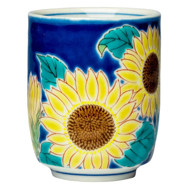 Seikou Shiki-no-Hana Kutani Porcelain Yunomi Teacup Sunflower