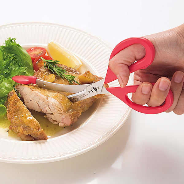 Kai Stainless Steel Kitchen Scissors with Tongs - Globalkitchen Japan