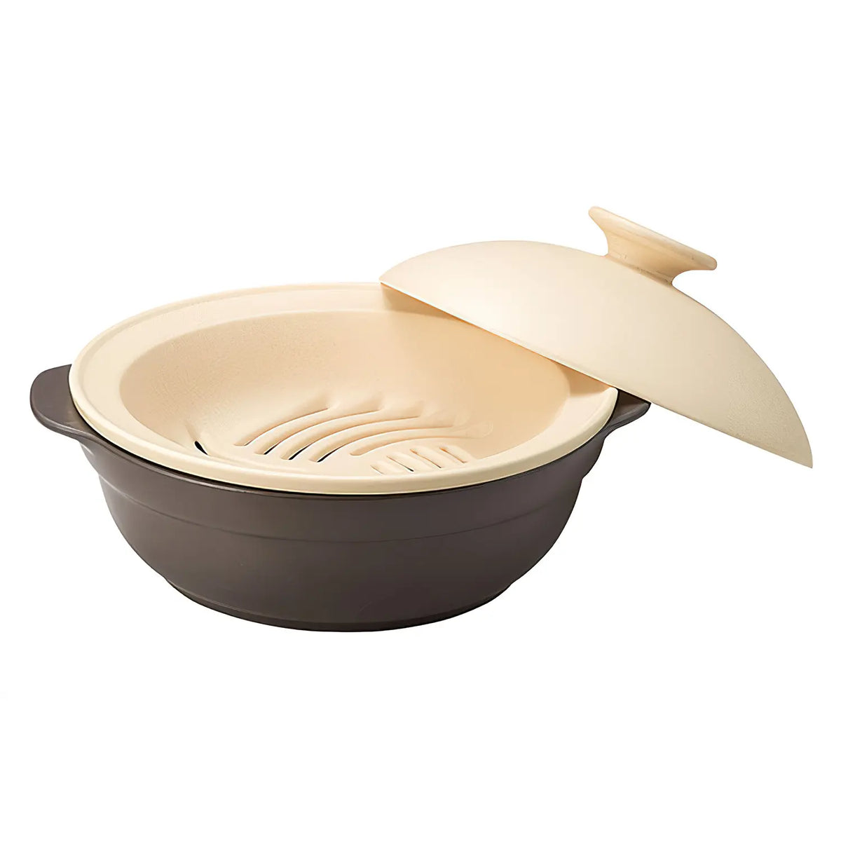 M.STYLE Karl Ceramic Induction Donabe Casserole and Steamer Insert