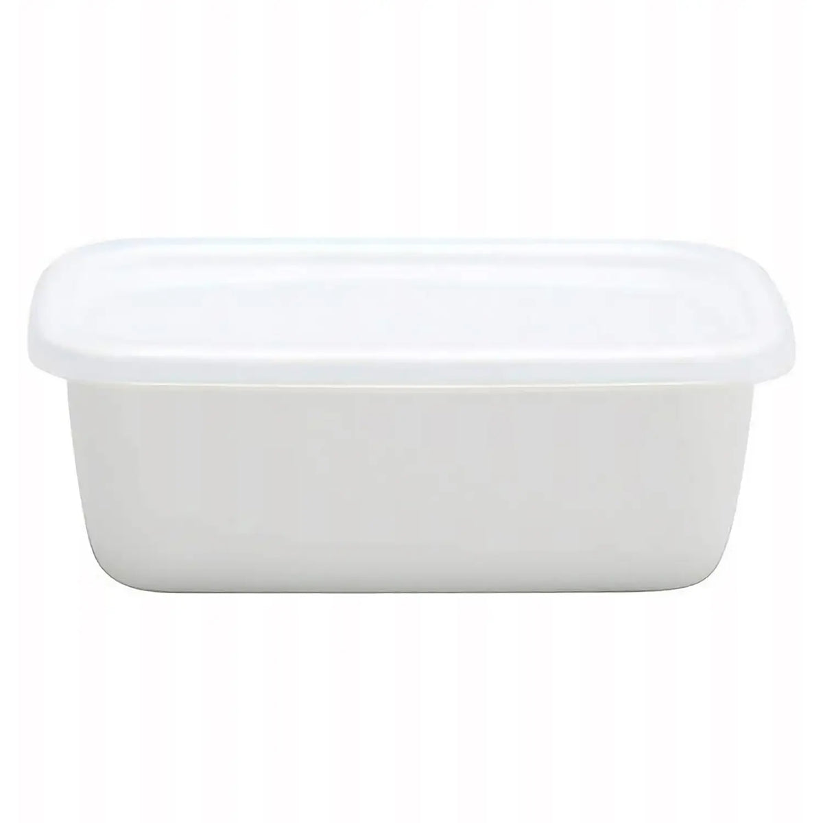 Noda Horo White Series Enamel Rectangle Deep Food Containers with Lid