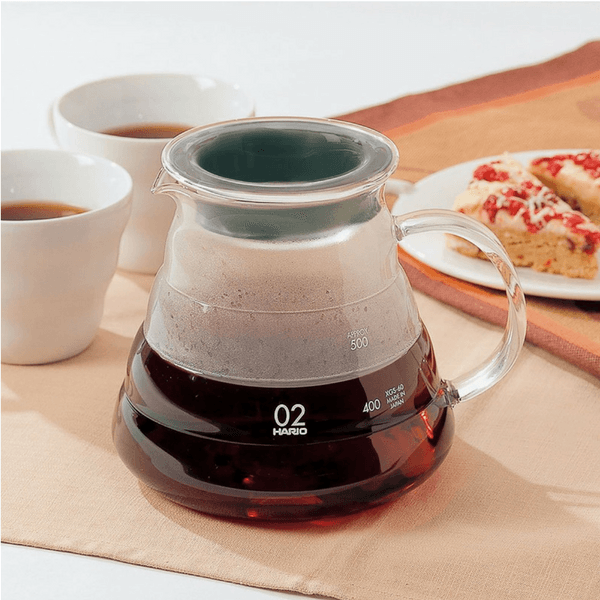 Hario V60 Heat Resistant Glass Coffee Server with Glass Lid &amp; Handle Coffee Carafes