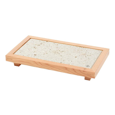 Miranda Style Omoeraku Japanese Cedar Frame Large Oya Stone Plate Plates