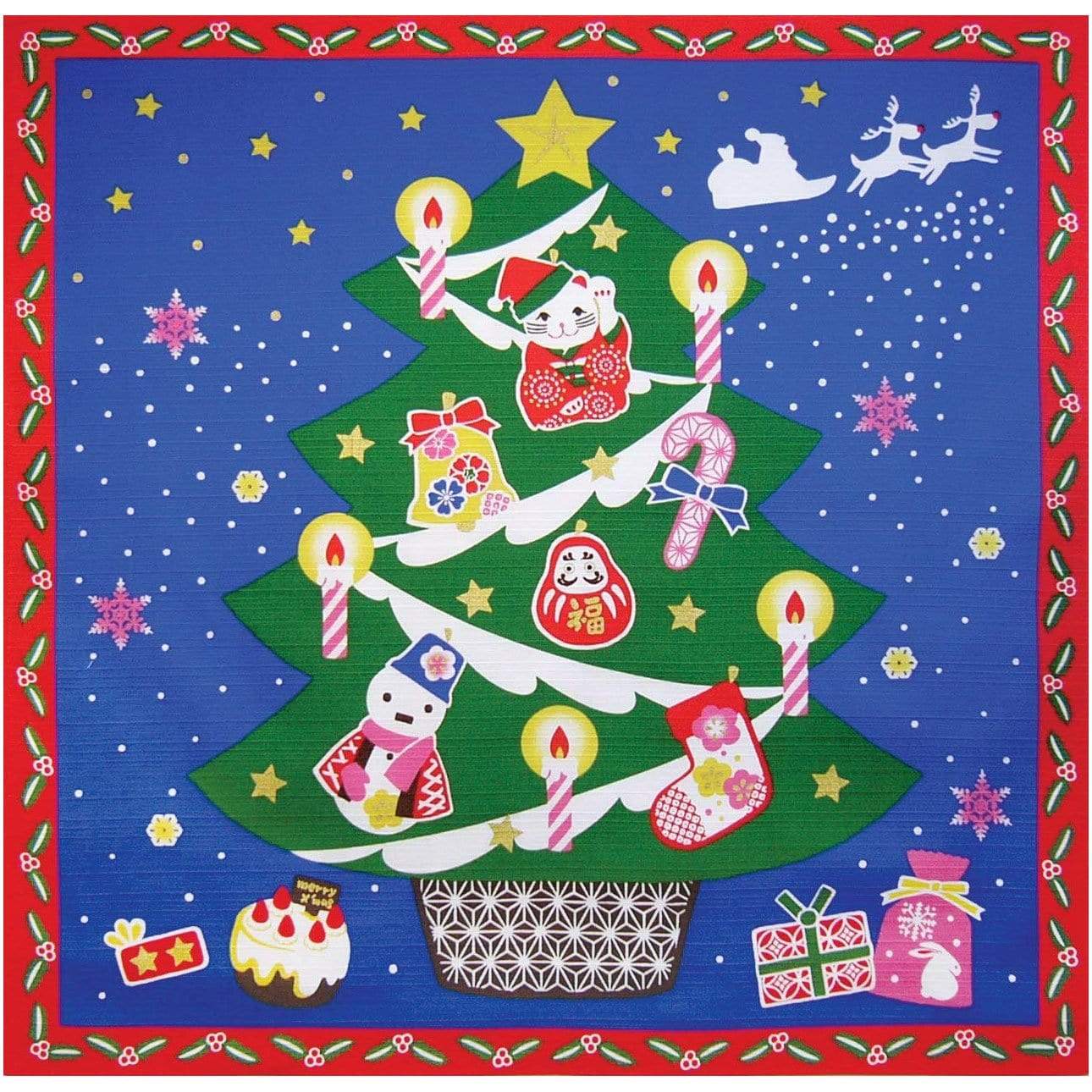 [sale for clearance] Maeda Senko Cotton Furoshiki Bento Lunch Cloth Christmas Furoshikis