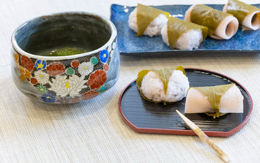 Sakura mochi with macha green tea
