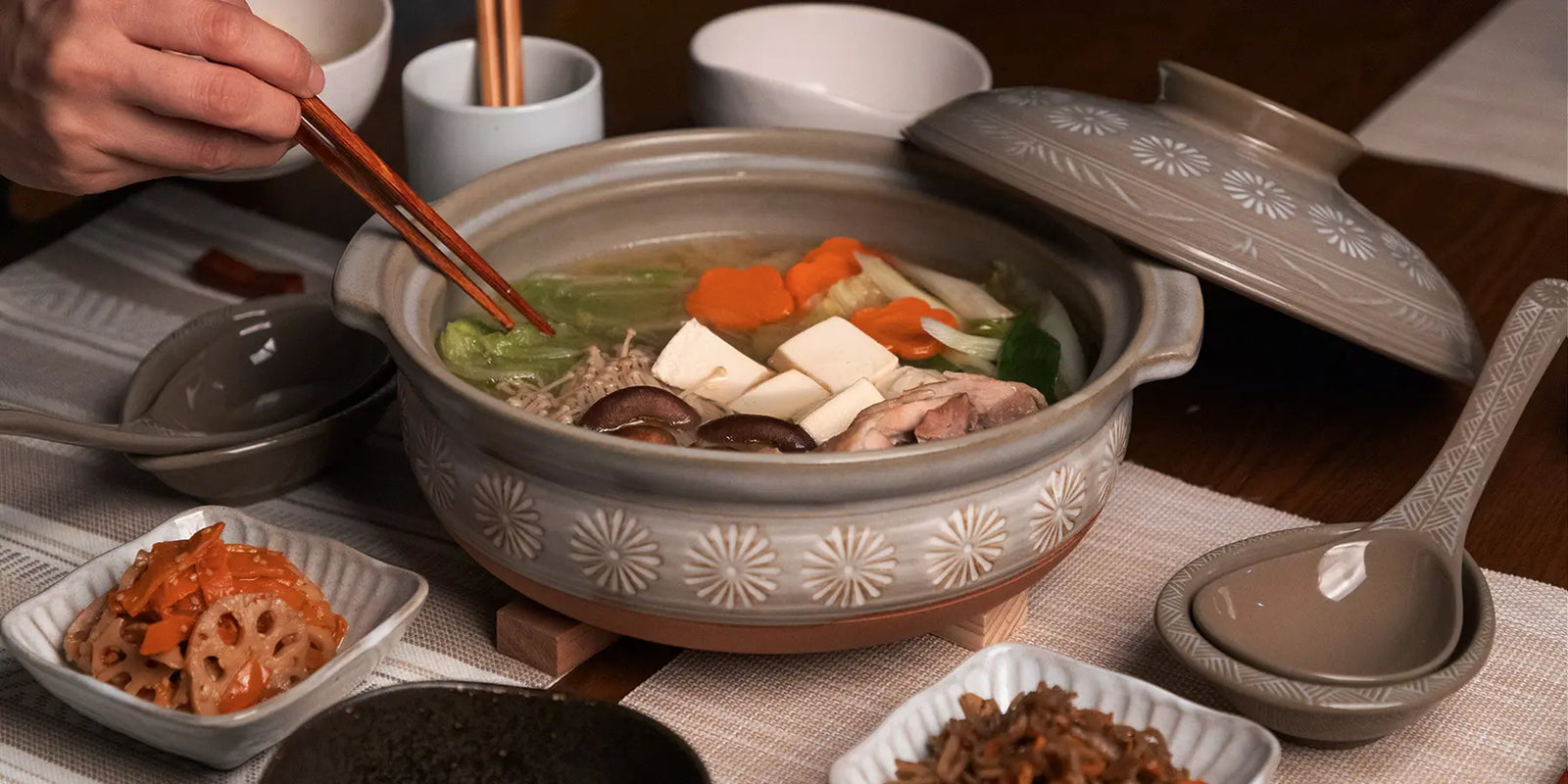 1 Set Hot-pot Pot Double Handle Pot Noodle Cooking Pot Aluminum Wok with  Spoon 
