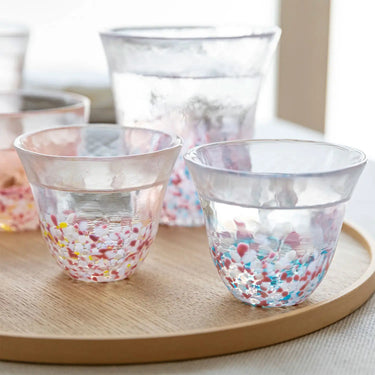 Aderia Tsugaru Vidro Sakura Sakura Soda-Lime Glass Sake Cup Pair