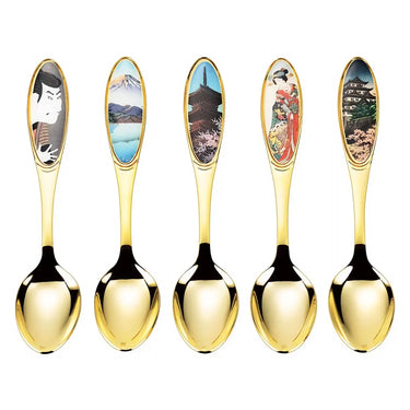 Asahi Stainless Steel Ukiyoe Tea Spoon 5 pcs
