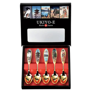 Asahi Stainless Steel Ukiyoe Tea Spoon 5 pcs