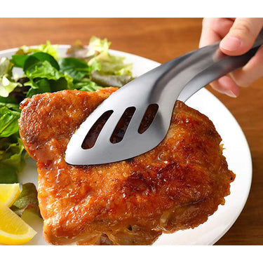Aux Stainless Steel Tongs with Spoon and Slotted Tips