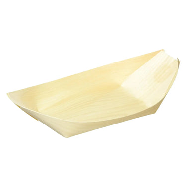 EBM Wood Veneer Sheet Disposable Food Boat 50 pcs