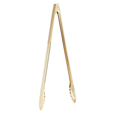 EBM Stainless Steel Scalloped Utility Tongs Gold