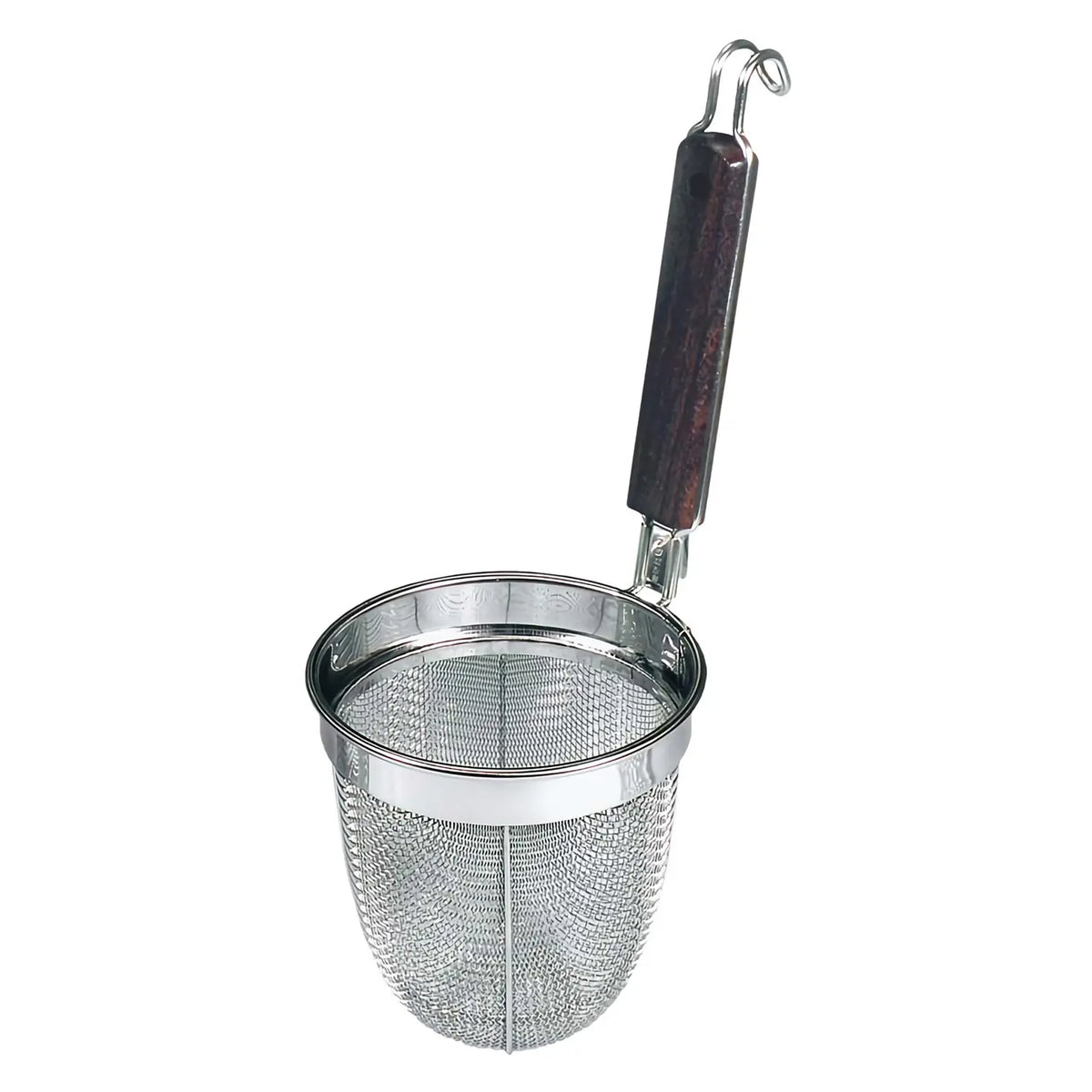 Fujiboshi Stainless Steel Heavy-Duty Udon Tebo Noodle Strainer Round Base with Wooden Handle