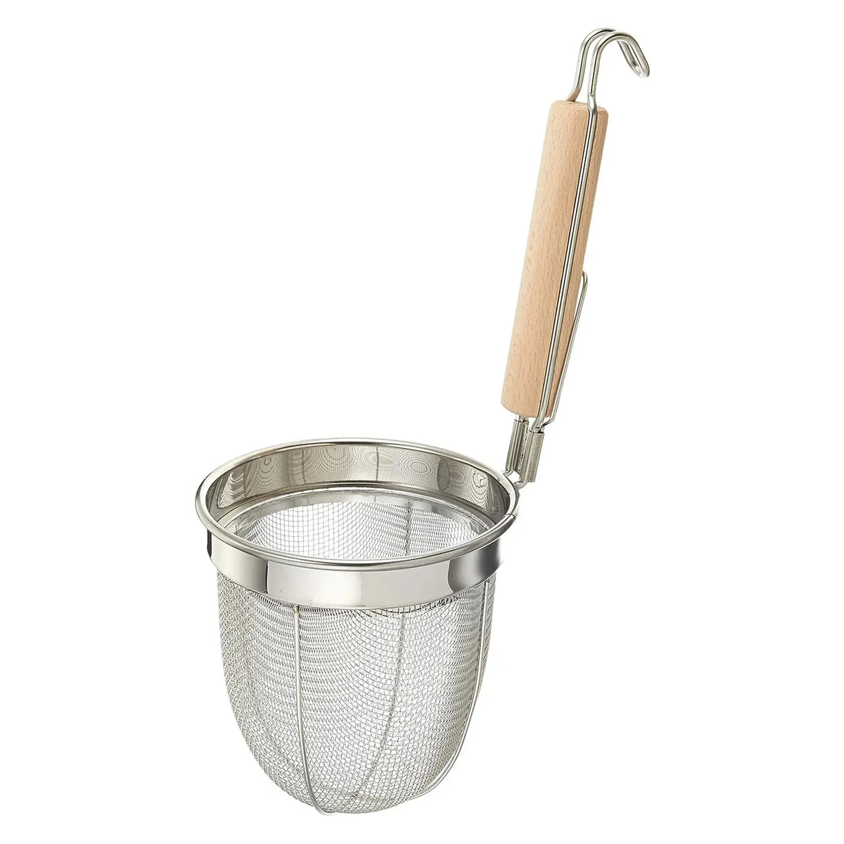 Fujiboshi Stainless Steel Udon Tebo Noodle Strainer Round Base with Wooden Handle
