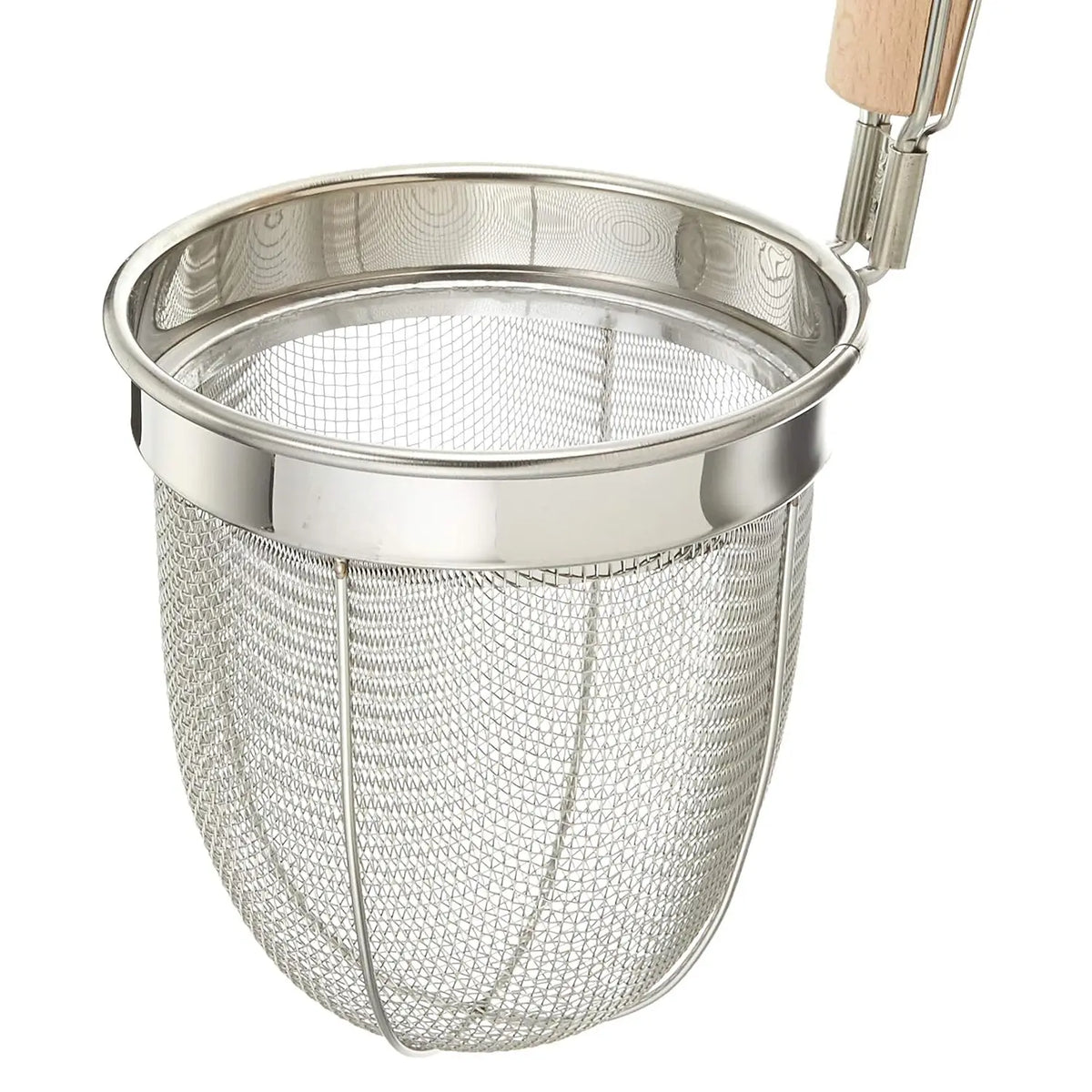 Fujiboshi Stainless Steel Udon Tebo Noodle Strainer Round Base with Wooden Handle