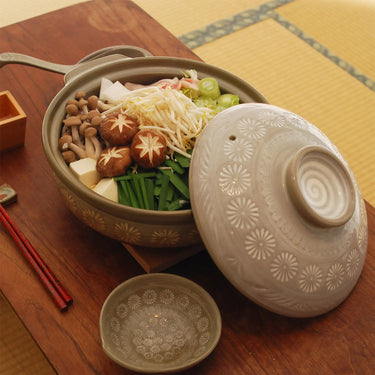 Ginpo Mishima Ceramic Donabe Clay Pot
