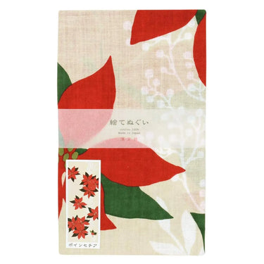Hamamonyo Cotton Tenugui Towel Poinsettia