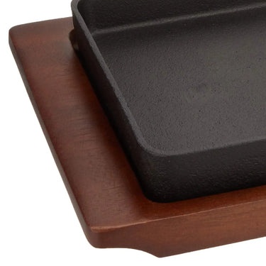 Ikenaga Cast Iron Wood Square Sizzler Platter