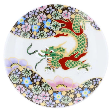 Kutani Ware Porcelain Art Small Plate Iroe Kinrande Dragon
