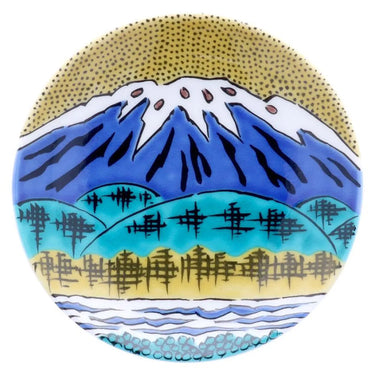 Kutani Ware Porcelain Art Small Plate Kibagata Hakusan Landscape