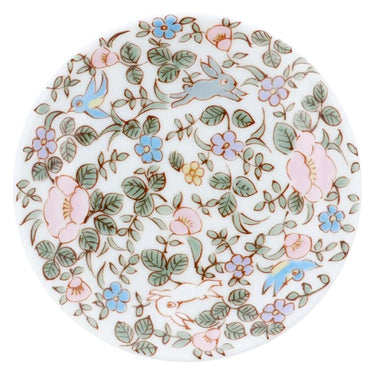 Kutani Ware Porcelain Art Small Plate Little Flowers & Rabbit