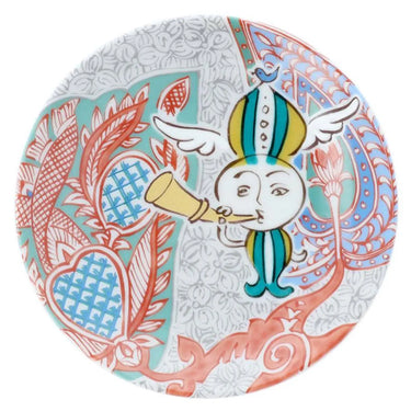 Kutani Ware Porcelain Art Small Plate Lucky Tune