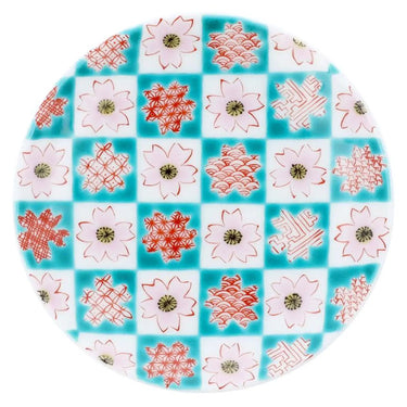 Kutani Ware Porcelain Art Small Plate Sakura Komon