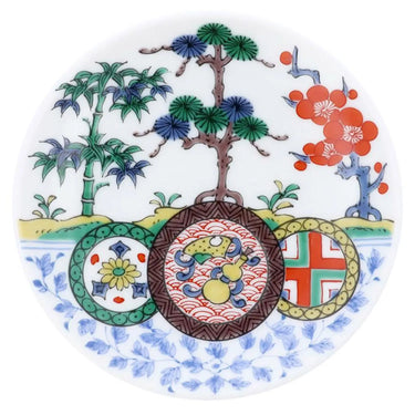 Kutani Ware Porcelain Art Small Plate Some-Kutani Kisshomon
