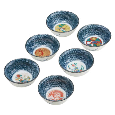 Kutani Ware Porcelain Small Bowl Jidai-e 6-Piece Set