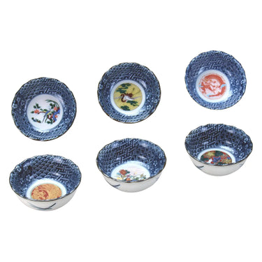 Kutani Ware Porcelain Small Bowl Jidai-e 6-Piece Set