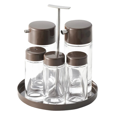M-Taka Glass Condiment Set Brown
