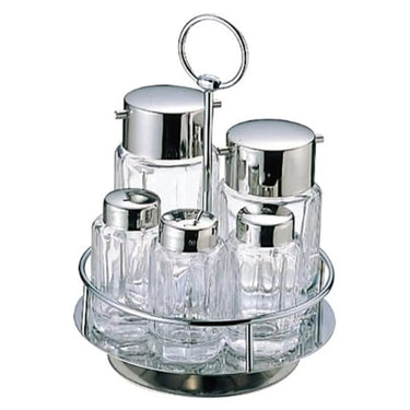 Otsuka Glass Shop Glass Rotating Condiment Set with Stand #80