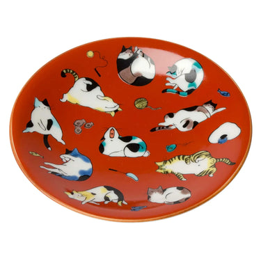 Seikou Kissho II Kutani Porcelain Mamezara Small Plate Cat