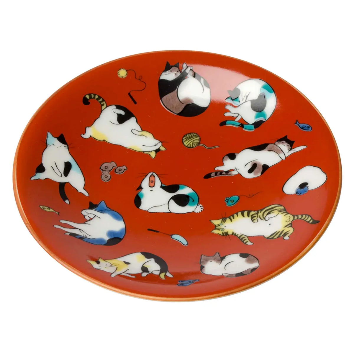SEIKOU KISSYO II Kutani Porcelain Mamezara Small Plate Cat