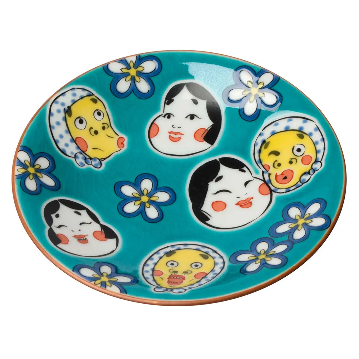 SEIKOU KISSYO II Kutani Porcelain Mamezara Small Plate Hyottoko-Okame