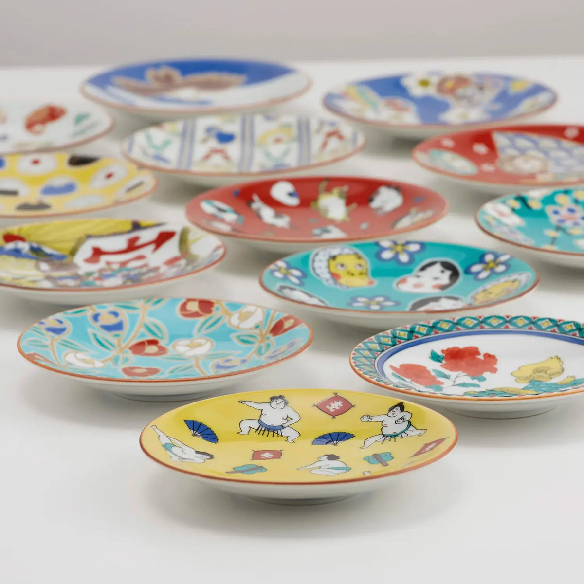 SEIKOU KISSYO II Kutani Porcelain Mamezara Small Plate Hyottoko-Okame