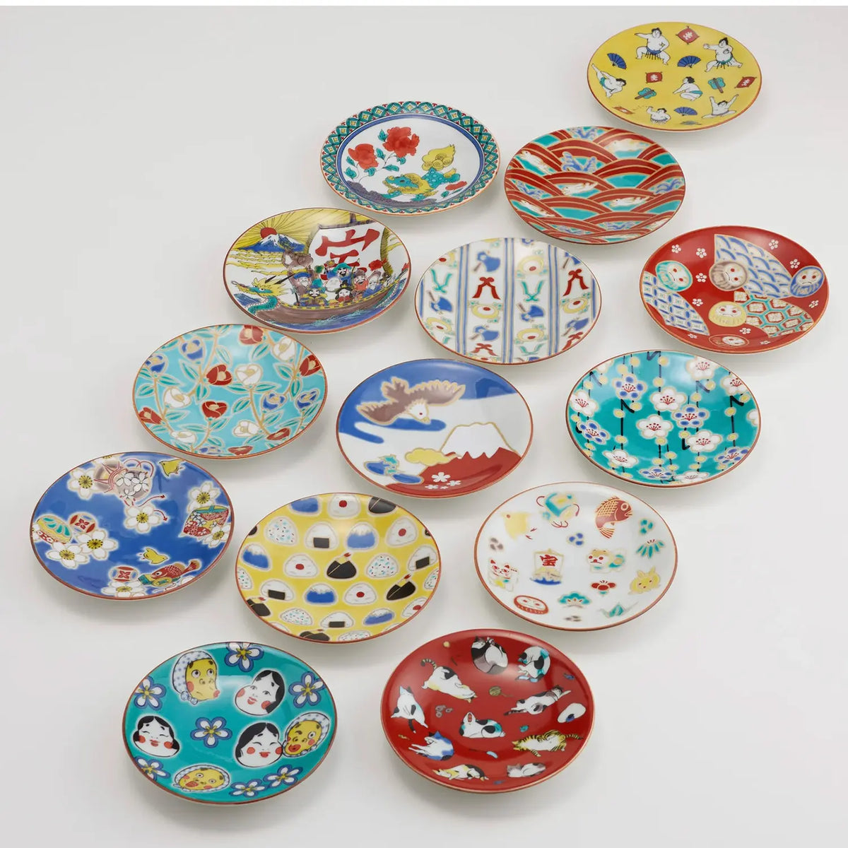 Seikou Kissyo II Kutani Porcelain Mamezara Small Plate Shichifukujin-Hosen