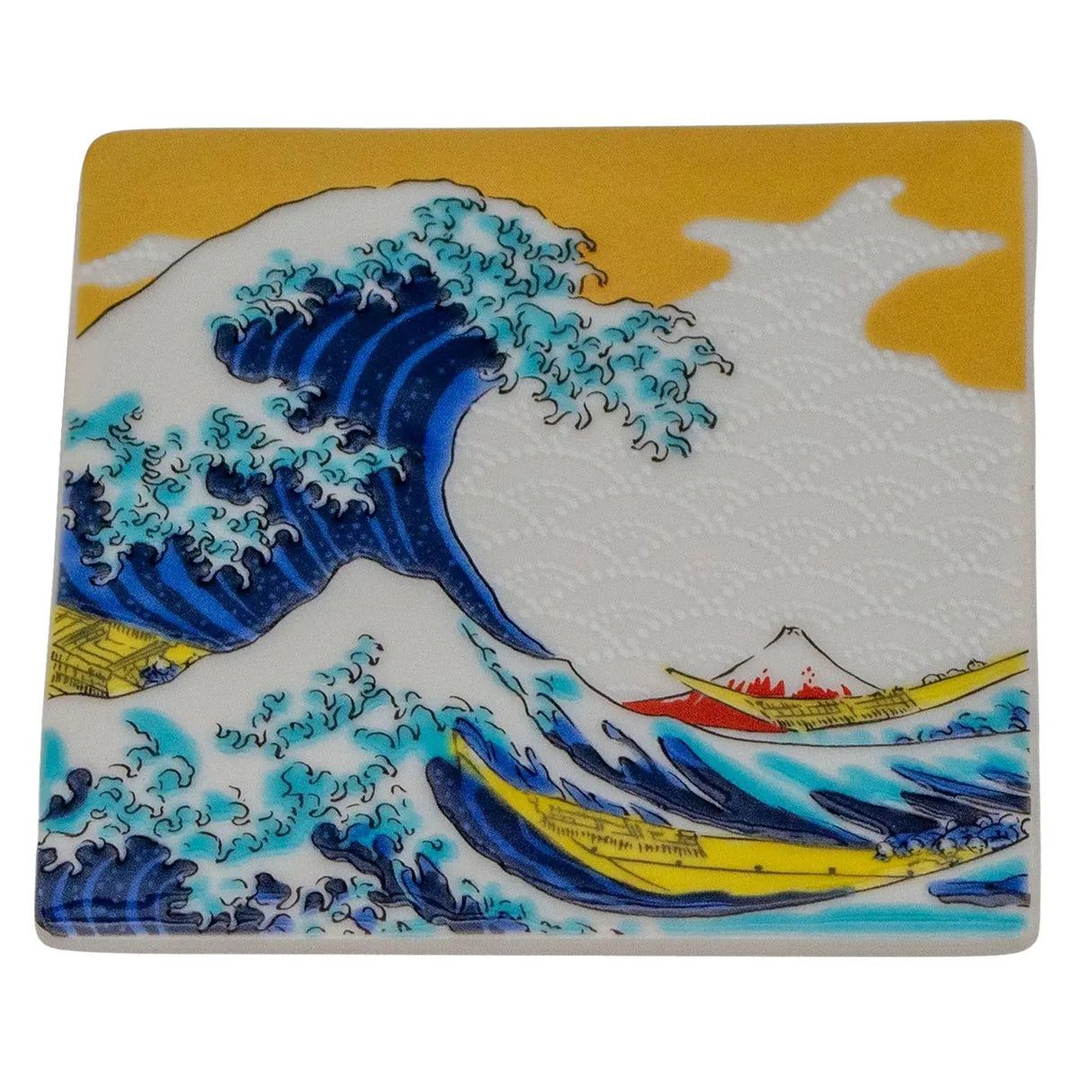 SEIKOU KISSYO Kutani Porcelain Coaster Hokusai-Nami