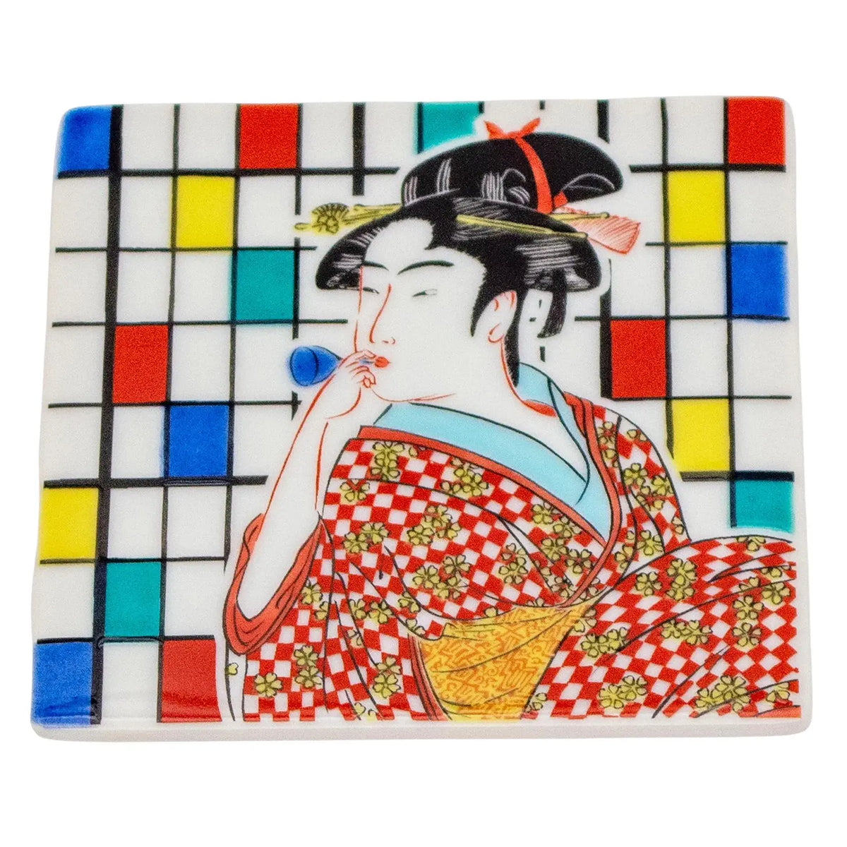 SEIKOU KISSYO Kutani Porcelain Coaster Utamaro