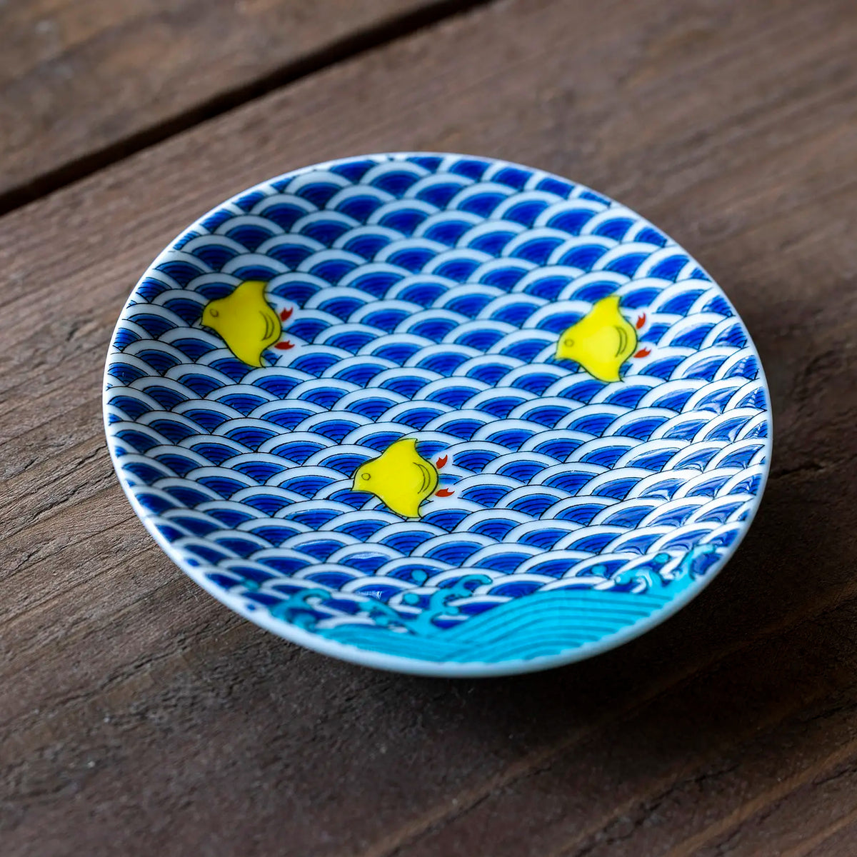SEIKOU KISSYO Kutani Porcelain Mamezara Small Plate Chidori