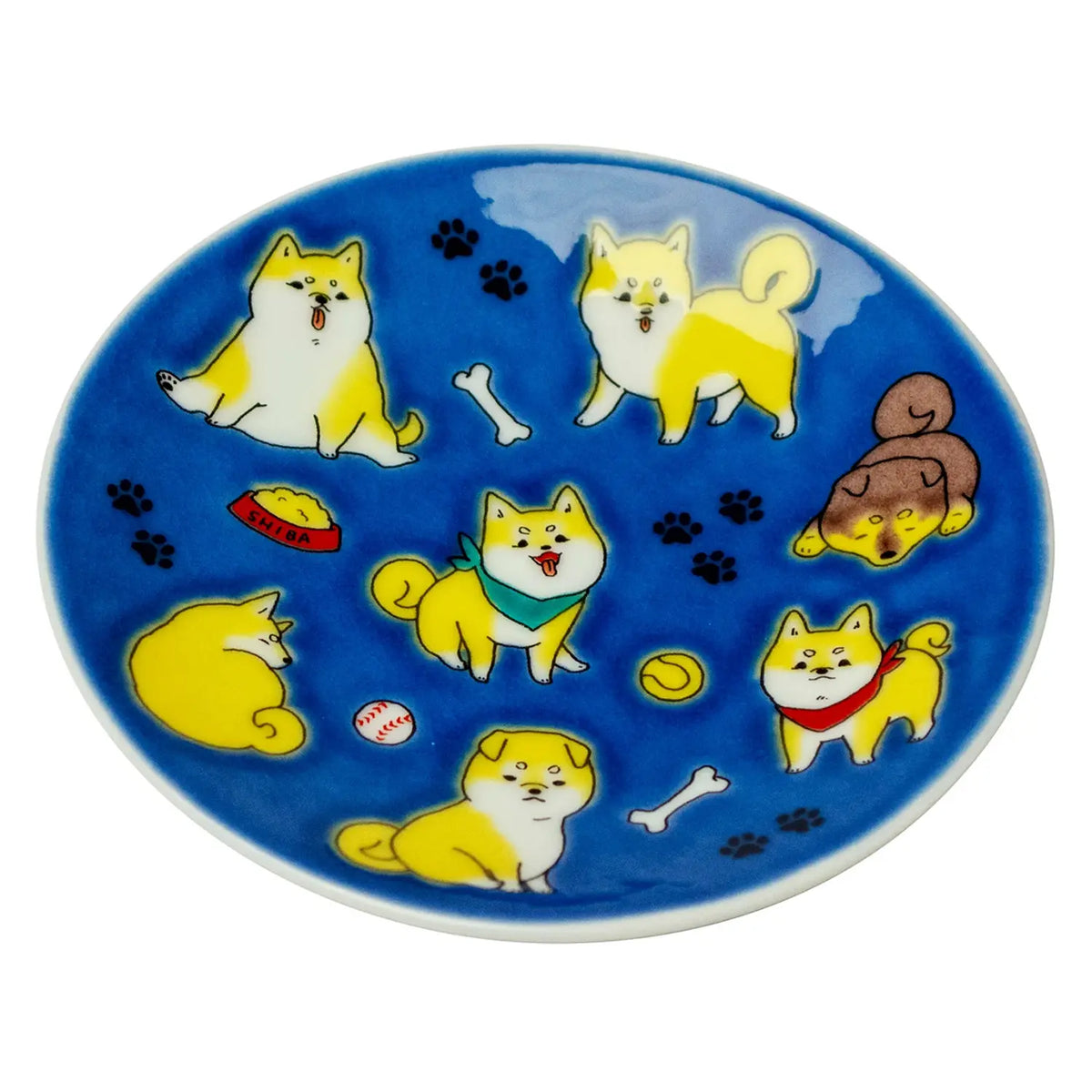 SEIKOU KISSYO Kutani Porcelain Mamezara Small Plate Dog