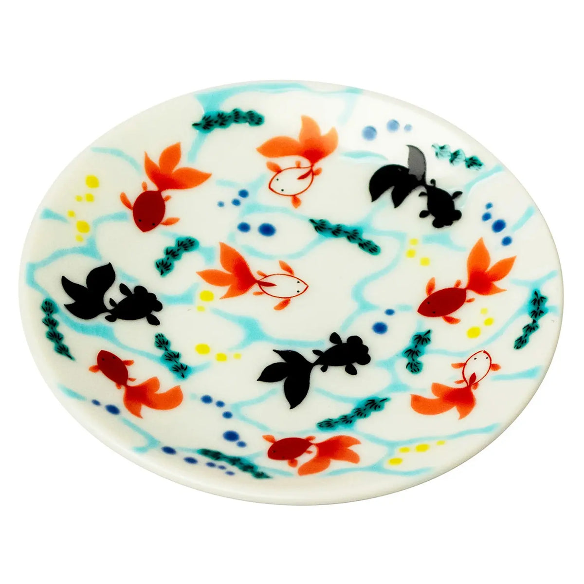 SEIKOU KISSYO Kutani Porcelain Mamezara Small Plate Goldfish