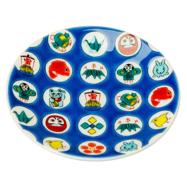 Seikou Kissho Kutani Porcelain Mamezara Small Plate Marumon-Houmon