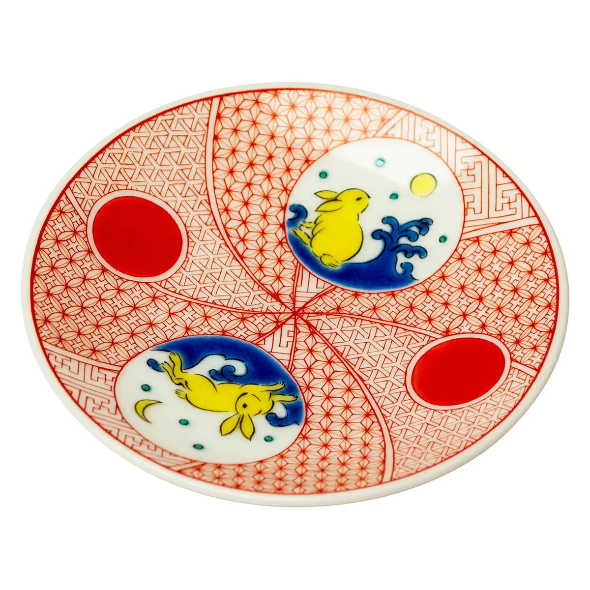 SEIKOU KISSYO Kutani Porcelain Mamezara Small Plate Rabbit