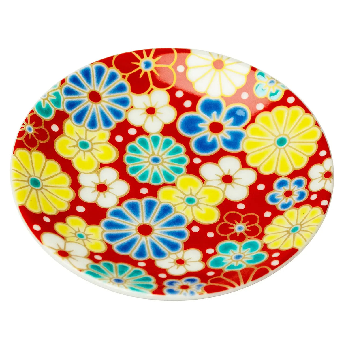 SEIKOU KISSYO Kutani Porcelain Mamezara Small Plate Umekiku