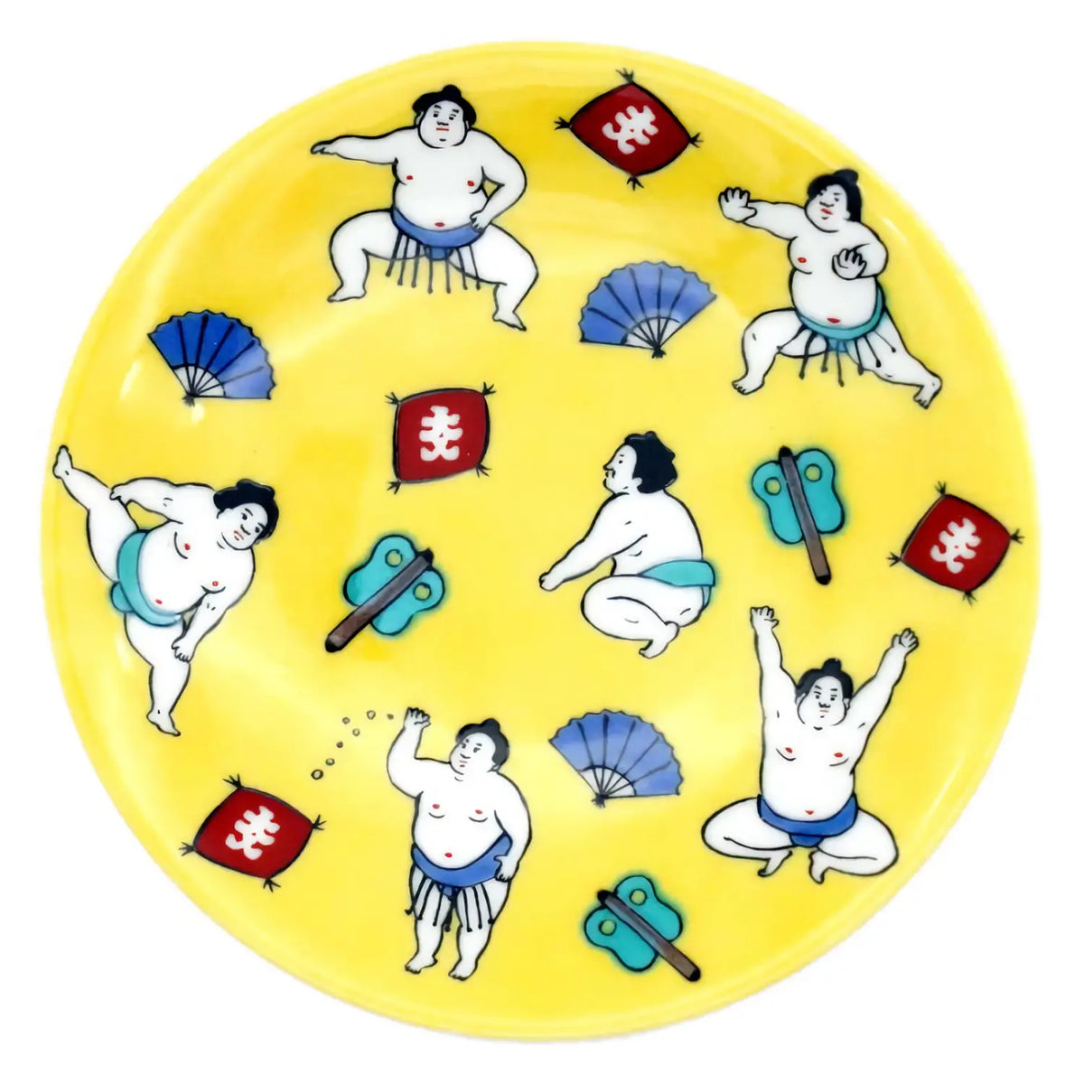 SEIKOU KISSYO Kutani Porcelain Small Plate Sumo Wrestler